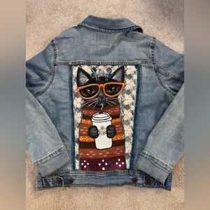 Old Navy denim jacket hand painted by Aruma artwear size M